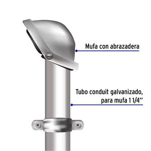 Mufa con abrazadera para tubo 1-1/4