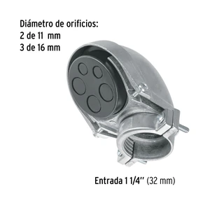 Mufa con abrazadera para tubo 1-1/4
