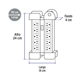 Volteck Multicontacto 14 AWG industrial supresor picos 10 entradas