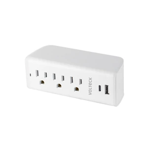 45749 / MUL-302U Multicontacto de pared, 3 contactos y 2 USB A+C, VOLTECK