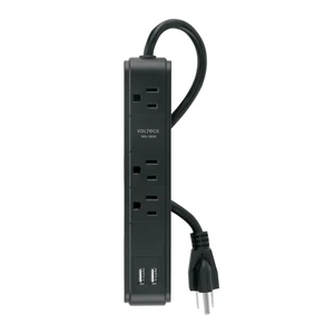 49534 / MUL-340UN Multicontacto 3 entradas 2 ptos USB sup de picos 300 J negro
