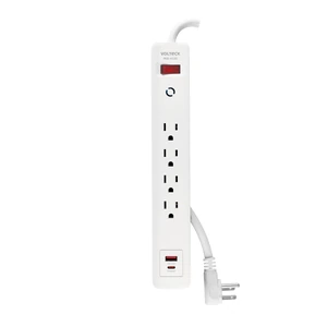 45664 / MUL-411U Multicontacto 4 entradas, 1 USB A + 1 USB C, blanco, VOLTECK