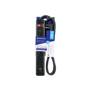 Multicontacto 4 entradas, 1 USB A + 1 USB C, negro, VOLTECK