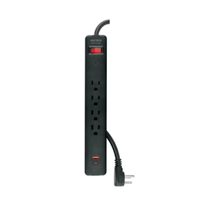 45665 / MUL-411UN Multicontacto 4 entradas, 1 USB A + 1 USB C, negro, VOLTECK