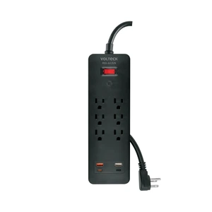 45663 / MUL-612UN Multicontacto 6 entradas, 2 USB A + 2 USB C, negro, VOLTECK