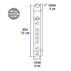 Volteck Multicontacto 14 AWG industrial supresor de picos 6 entradas