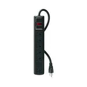 Volteck Multicontacto 14 AWG 6 ent., sup. de picos 450 joules, negro