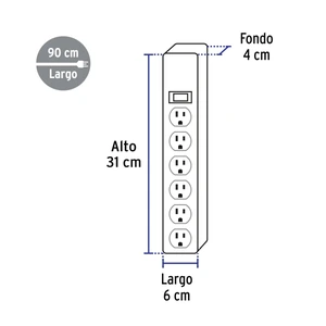 Volteck Multicontacto 14 AWG 6 entradas supresor de picos 600 joules
