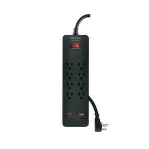 45661 / MUL-818UN Multicontacto 8 entradas, 2 USB A + 2 USB C, negro, VOLTECK