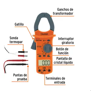 Multímetro para mantenimiento industrial con gancho, Truper