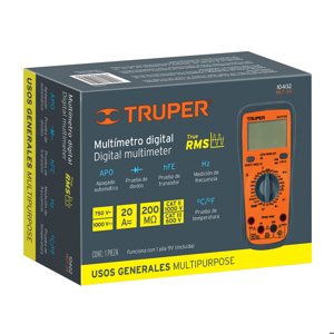 Multímetro Digital Con Función True RMS - Medición De Voltaje En DC Y Ac Hasta 600v Medicion De Intensidad En Dc Y Ac Hasta 10a Medicion De Resistencia Capacitancia Y Frecuencia Buzzer Para Tes