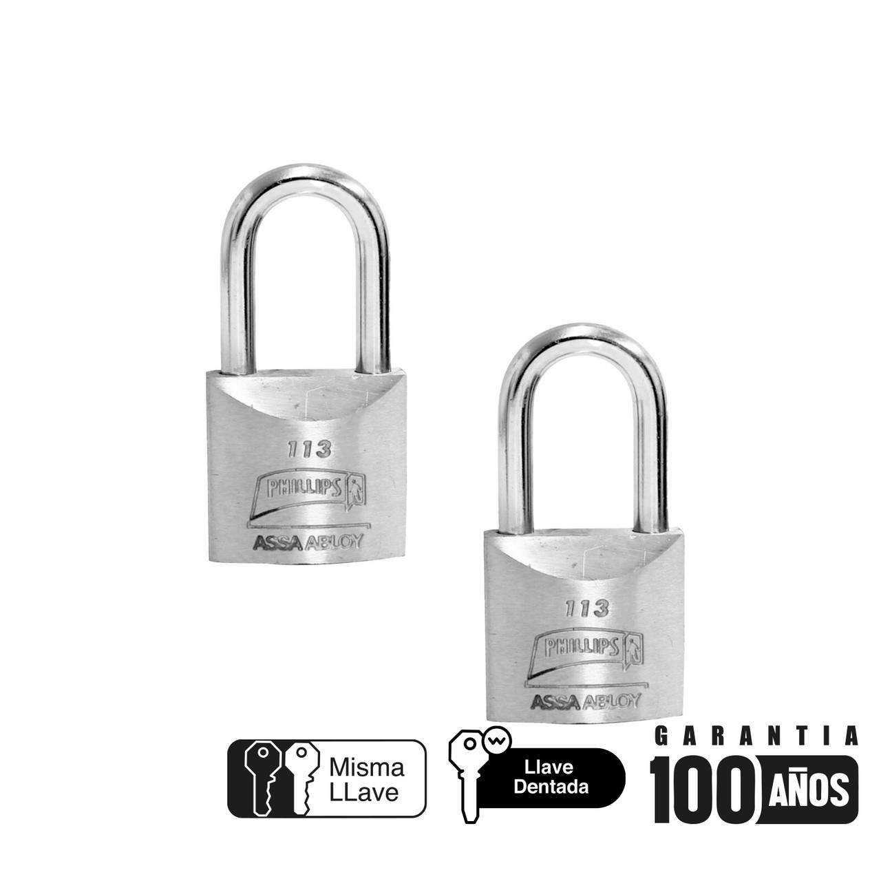 CANDADO METALICO 113GL G EMELOS BLISTER