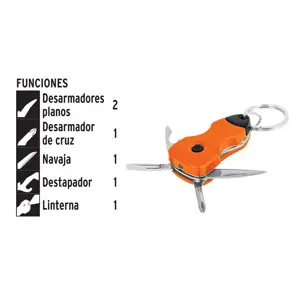 13336 / NAMU-LL Multiherramienta 6 funciones, con LED, tipo llavero, Truper