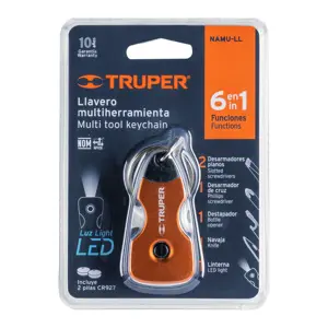 13336 / NAMU-LL Multiherramienta 6 funciones, con LED, tipo llavero, Truper