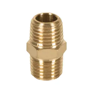 Niple de latón, tipo FF, cuerda 1/4 NPT, Truper