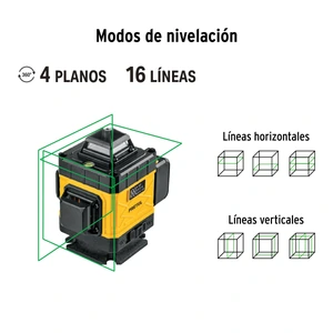 Nivel láser verde, alcance 25m, 16 líneas, recargable,PRETUL