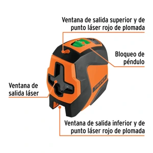 Nivel láser verde c/plomada, alcance 30 m, de pilas, TRUPER