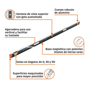 Nivel profesional magnético de 72