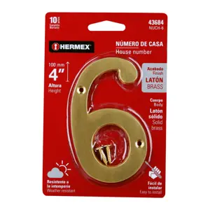 43684 / NUCH-6 Número 6 de latón sólido 4