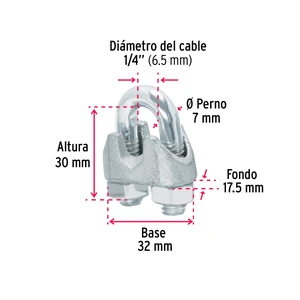 Bolsa c/40 nudos (perros) de hierro p/cable de 1/4