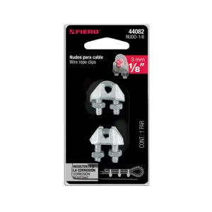 44082 / NUDO-1/8 Blíster c/2 nudos (perros) de hierro p/cable de 1/8