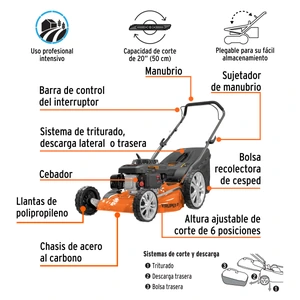 Podadora con motor a gasolina de 5 HP, 20