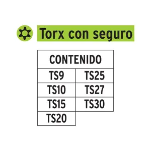 Juego de 7 puntas torx combinadas c/seguro largo 1