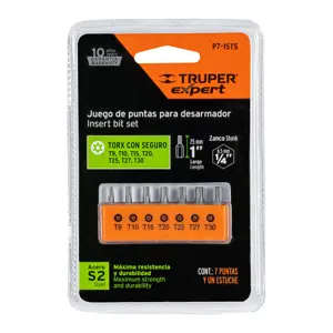 Juego de 7 puntas torx combinadas c/seguro largo 1