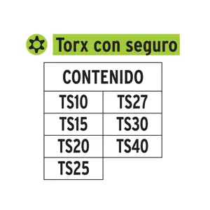 Juego de 7 puntas torx combinadas c/seguro largo 2