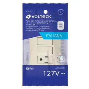 Volteck Placa armada contacto 2 interruptores,marfil, línea Italiana