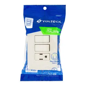 Volteck Placa armada contacto 2 interruptores,marfil, línea Italiana