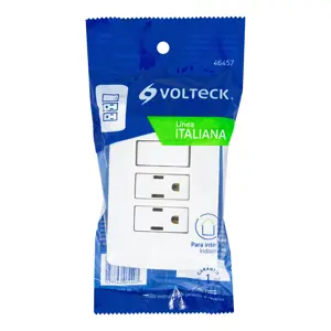 Volteck Placa armada 2 contactos e interruptor,blanco,línea Italiana