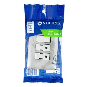 46475 / PA-APCO-I3P Volteck Placa armada 2 contactos e interruptor,plata, línea Italiana