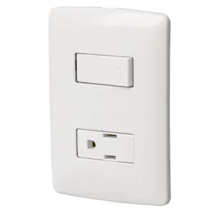 46455 / PA-APCO-IB Volteck Placa armada contacto e interruptor, blanco, línea Italiana