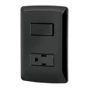47591 / PA-APCO-IN Volteck Placa armada contacto e interruptor, negro, línea Italiana