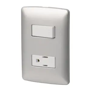 46473 / PA-APCO-IP Volteck Placa armada contacto e interruptor, plata, línea Italiana