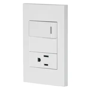 45590 / PA-APCO1-EB Volteck Placa armada 1 interruptor,1 contacto,1mod, Española, blanco