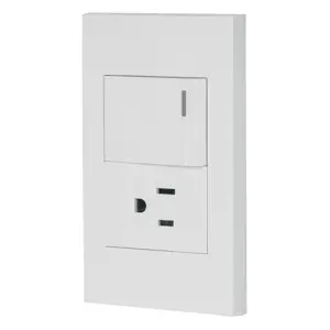 45591 / PA-APCO15-EB Volteck Placa armada 1 interruptor,1contacto,1.5mod,Española, blanco