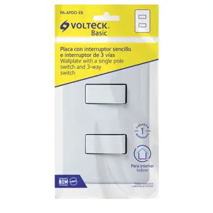 Volteck Placa armada 1 interruptor sencillo + 1 de 3 vías, Basic