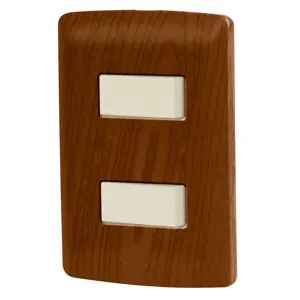 Volteck Placa armada 2 interruptores sencillos,madera,línea Italiana