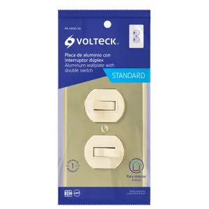 Volteck Placa armada 2 interruptor sencillo, línea Standard,aluminio