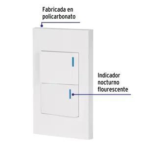 Volteck Placa armada 2 interruptores, 1.5 módulos, Española, blanco