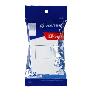 45592 / PA-APSE15-EB Volteck Placa armada 1 interruptor, 1.5 módulos, Española, blanco