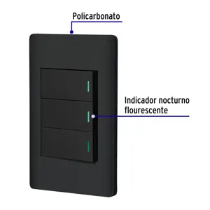 Volteck Placa armada negra 2 interruptores 1 de 3 vías 1 mód,Lisboa
