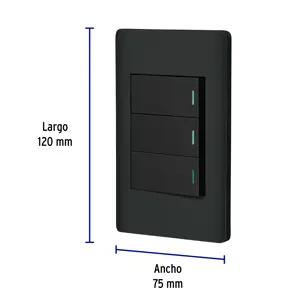Volteck Placa armada negra 2 interruptores 1 de 3 vías 1 mód,Lisboa
