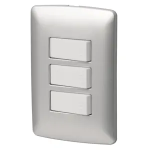 Volteck Placa armada 3 interruptores sencillos,plata, línea Italiana