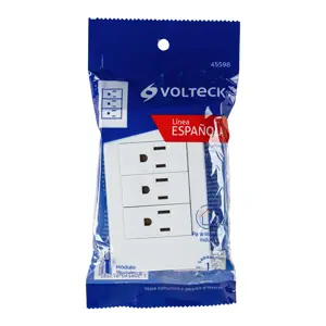 45598 / PA-COTR-EB Volteck Placa armada 3 contactos, 1 módulo, Española, blanco