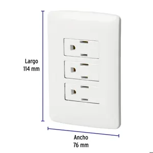 Volteck Placa armada 3 contactos aterrizados, blanco, línea Italiana
