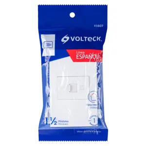 Volteck Placa armada 1 toma para teléfono, 1.5 mod, Española, blanco