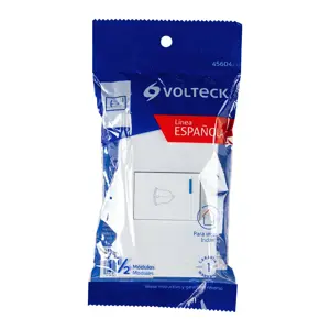 Volteck Placa armada 1 interruptor de timbre,1.5mod, Española,blanco